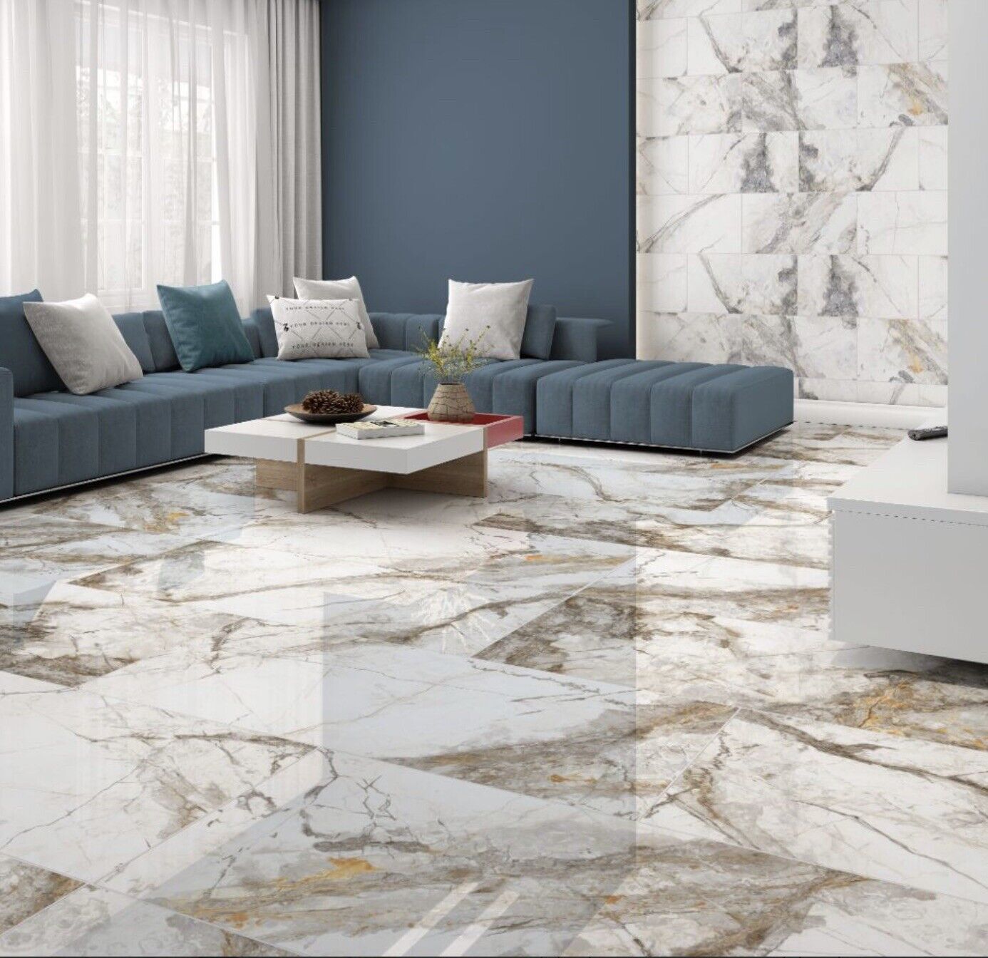 Praia Gold Polished Wall And Floor Porcelain Tiles 60cmx60cm – TileToday